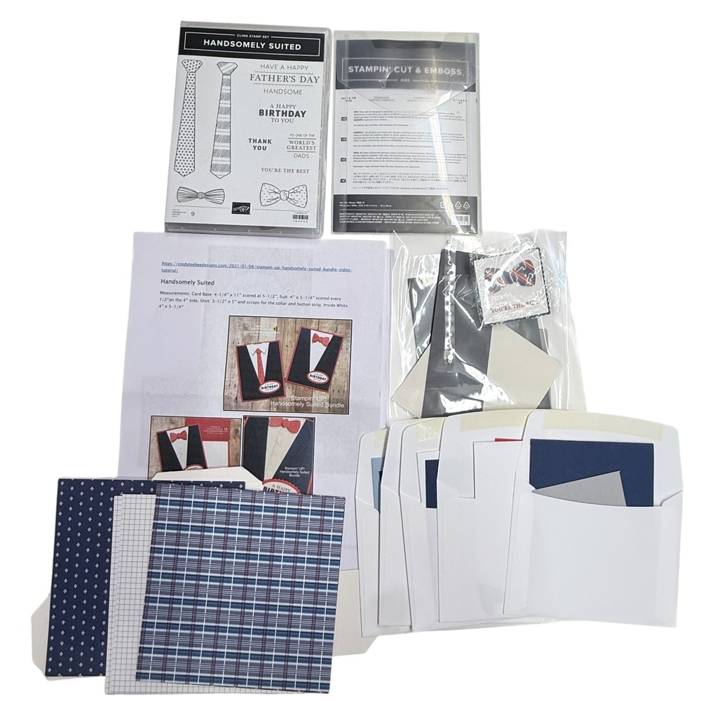 Stampin Up Handsomely Suited Stamps Suit & Tie Dies Stampin Cut & Emboss Cards